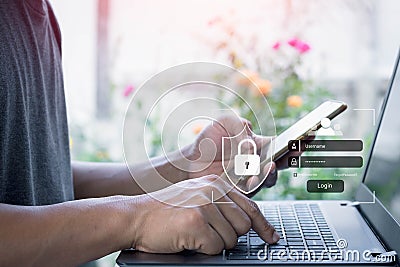 Cyber security in two-step verification. two-factor authorization. Stock Photo