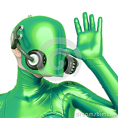 Cyber soldier female doing a funny snobe pose close up Cartoon Illustration