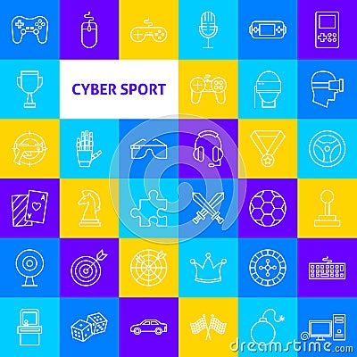 Cyber Sport Line Icons Vector Illustration