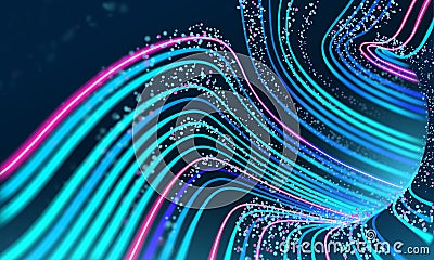 Cyber stream on dark background. Motion vector illustration. Information technology. Cloud computing. Technology security concept Cartoon Illustration