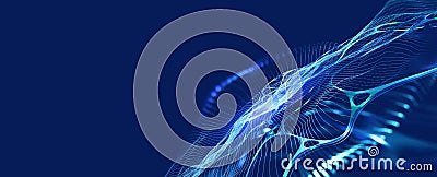 Cyber Structure of free particles. Medical research of genome and nanotechnology. Abstract bigdata array in digital innovation cyb Cartoon Illustration