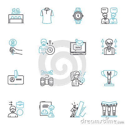 Cyber study linear icons set. Cybersecurity, Hack, Phishing, Encryption, Malware, Firewall, Cybercrime line vector and Vector Illustration