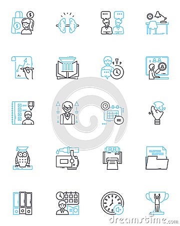 Cyber study linear icons set. Cybersecurity, Hack, Phishing, Encryption, Malware, Firewall, Cybercrime line vector and Vector Illustration