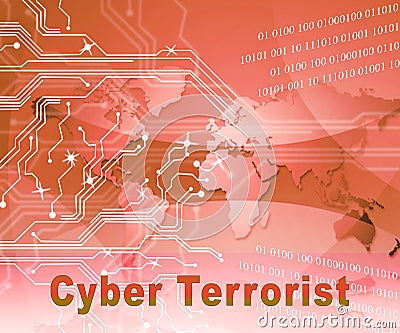 Cyber Terrorist Extremism Hacking Alert 2d Illustration Stock Photo