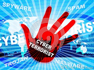 Cyber Terrorist Extremism Hacking Alert 2d Illustration Stock Photo