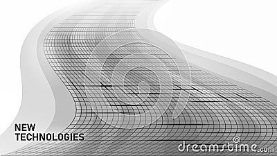 Cyber tunnel time jump sci-fi concept. 3D speed movement mesh grid digital cyber abstract movement. Geometric circle Vector Illustration