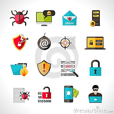 Cyber Virus Icons Set Vector Illustration