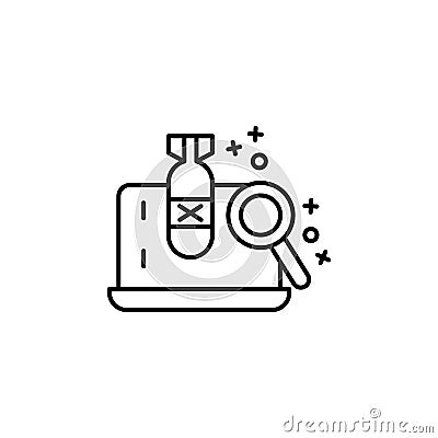 Cyber virus laptop searching icon. Element of cyber security icon Stock Photo