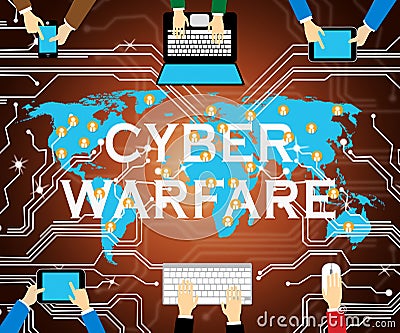 Cyber Warfare Hacking Attack Threat 2d Illustration Stock Photo