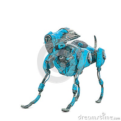 Cyber watchman dog in arch back pose Cartoon Illustration