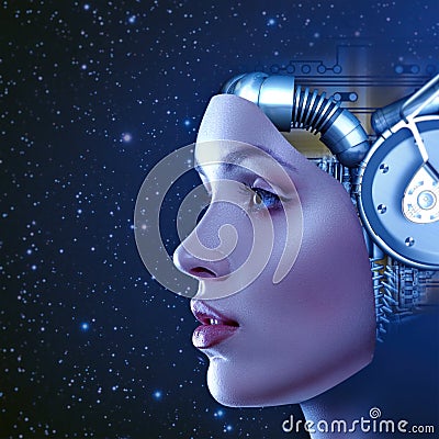 Cyber woman Stock Photo