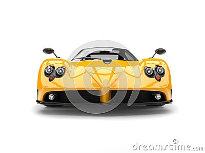 Cyber yellow concept luxury sports car - front view - low angle Stock Photo