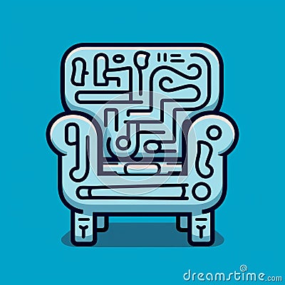 Cybernetic Armchair With Playful Maze Design Stock Photo