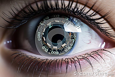 Cybernetic Eye Close-Up Stock Photo