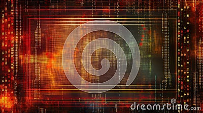 Cybernetic Matrix: Streaming Binary Code Border. Stock Photo