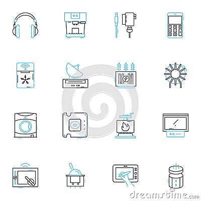 Cybernetic operation linear icons set. Augmentation, Integration, Robotics, Implant, Prosthetic, Enhancement, Interface Vector Illustration