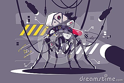 Cybernetic robot mosquito drone Vector Illustration