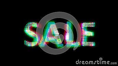 cybernetical text SALE with massive chromatic aberrance distortion, isolated - object 3D rendering Stock Photo