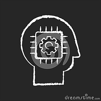 Cybernetics chalk white icon on black background Vector Illustration