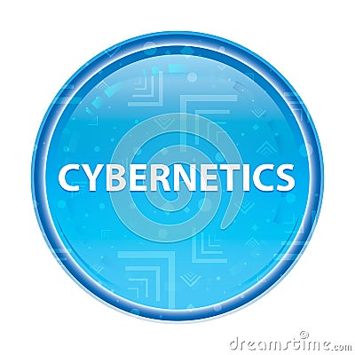 Cybernetics floral blue round button Stock Photo