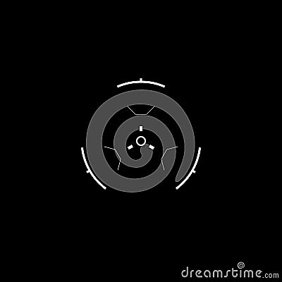 Cyberpunk aim, cyber round target, HUD sight Vector Illustration