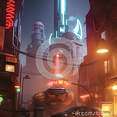 cyberpunk beautiful highly detailed futuristic hyper-realistic city Stock Photo