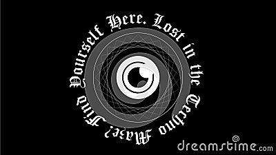 Cyberpunk Gothic Circle and Eye Line Art, Logo Template Stock Photo
