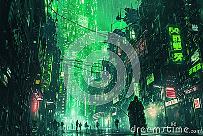 cyberpunk-inspired cityscape merging the anime aesthetic Stock Photo