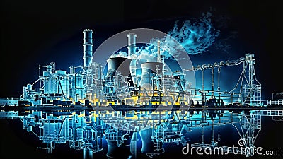 Futuristic Megastructure: Cyberpunk & Industrial Revolution, generative ai Stock Photo