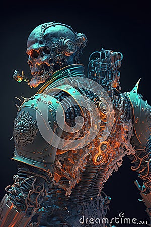 Cyberpunk space pirate soldier in space protective armour suit, Generative Ai Stock Photo