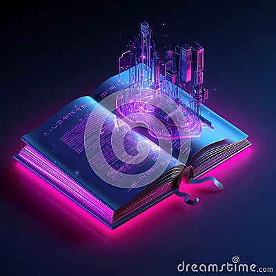 Cyberpunk Technologically Book Futuristic Isometric Icon Stock Photo