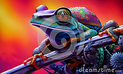 Cyberpunk tree frog Stock Photo