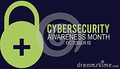 Cybersecurity Awareness Month is observed every year on October. Vector Illustration