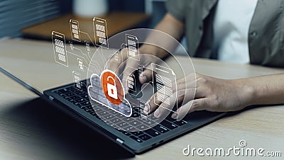 cybersecurity, cloud computing, data protection, and secure file management. Ideal for themes related to information security, Stock Photo