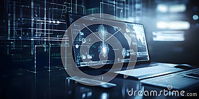 A cybersecurity compliance program ensuring compliance wi three created with generative AI Stock Photo