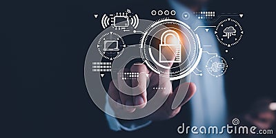 cybersecurity concept, AI technology. user privacy security and encryption, secure internet access Future technology and Stock Photo