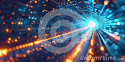 Cybersecurity concept holographic art of a secure data tunnel in a virtual private network VPN Stock Photo