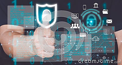 cybersecurity concept, user privacy security and encryption, Internet network data protection, anti hacker, cybercrime Stock Photo