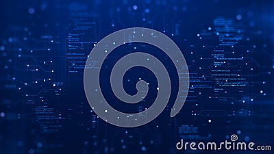 Cybersecurity data protection digital technology background has small fractal binary code with dark blue background Stock Photo