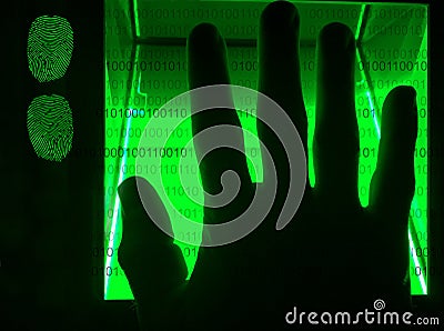 cybersecurity digital fingerprint scanning Stock Photo