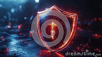 Cybersecurity Firewall Visualized A Binary Code Barrier Blocking Digital Threats, Protecting Your Data with Advanced Network Stock Photo
