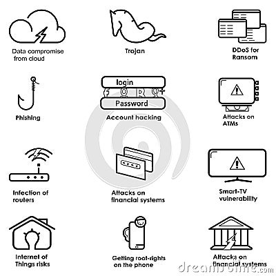 Cybersecurity icons set Stock Photo