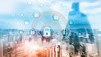 Cybersecurity, Information privacy, data protection, virus and spyware defense. Stock Photo
