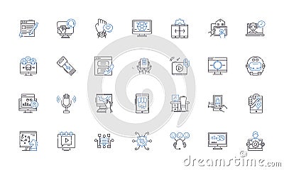Cybersecurity intelligence line icons collection. Threats, Breaches, Hacks, Malware, Vulnerabilities, Pentesting Vector Illustration