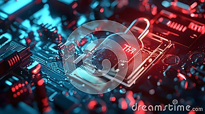 Cybersecurity measures digital world graphic design high-tech environment close-up view data protection concept Cartoon Illustration