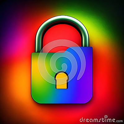 Cybersecurity padlock protection with copy space, future technology data protection background Stock Photo