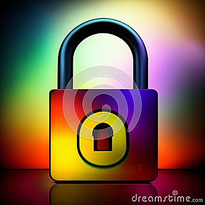 Cybersecurity padlock protection with copy space, future technology data protection background Stock Photo