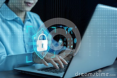 Cybersecurity privacy data protection and encryption concept, Internet network security, Information safety and encryption, Future Stock Photo