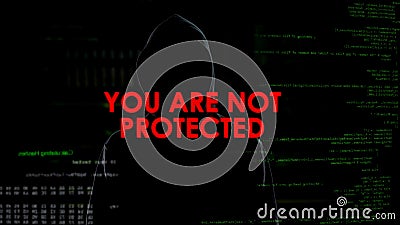 Cybersecurity privacy problem, personal information needs protection, hacking Stock Photo