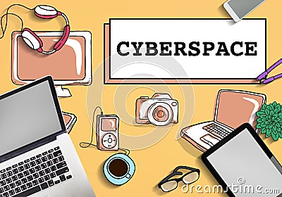 Cyberspace Digital Connection Electronics Devices Concept Stock Photo